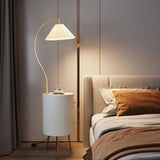 Modish Pleated Arc Bedroom Floor Lamp with Storage Image - 2