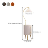 Modish Pleated Arc Bedroom Floor Lamp with Storage Image - 8