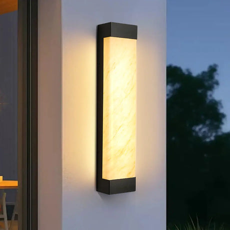 Modish Rectangle Outdoor Wall Light Black Warm Light Image - 1