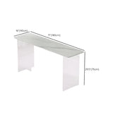 Modish Rectangle Stone Clear Glass Sled Writing Desk Image - 13