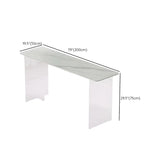 Modish Rectangle Stone Clear Glass Sled Writing Desk Image - 14