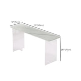 Modish Rectangle Stone Clear Glass Sled Writing Desk Image - 15