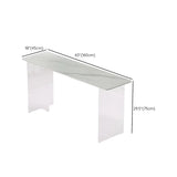 Modish Rectangle Stone Clear Glass Sled Writing Desk Image - 18