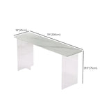 Modish Rectangle Stone Clear Glass Sled Writing Desk Image - 21