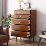 Modish Rectangular Wood Cherry Drawers Storage Chest Image - 6