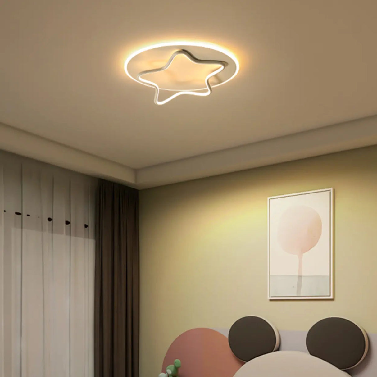 Modish Round Star-Shaped Flush Mount Ceiling Light Image - 12