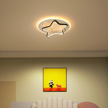 Modish Round Star-Shaped Flush Mount Ceiling Light Image - 2