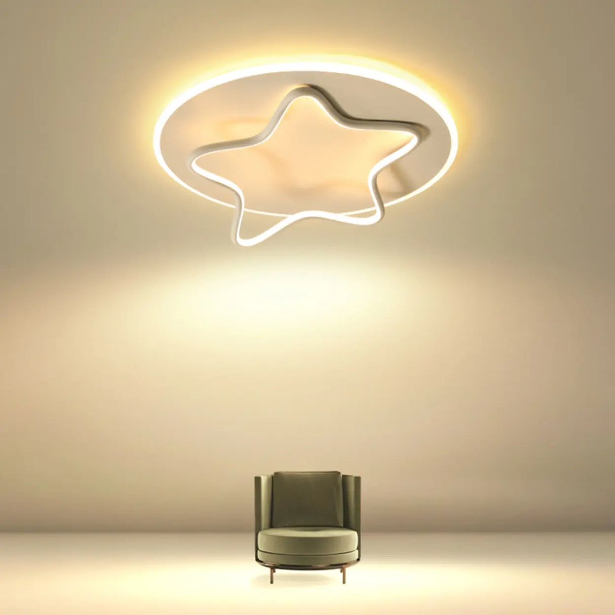 Modish Round Star-Shaped Flush Mount Ceiling Light Image - 4