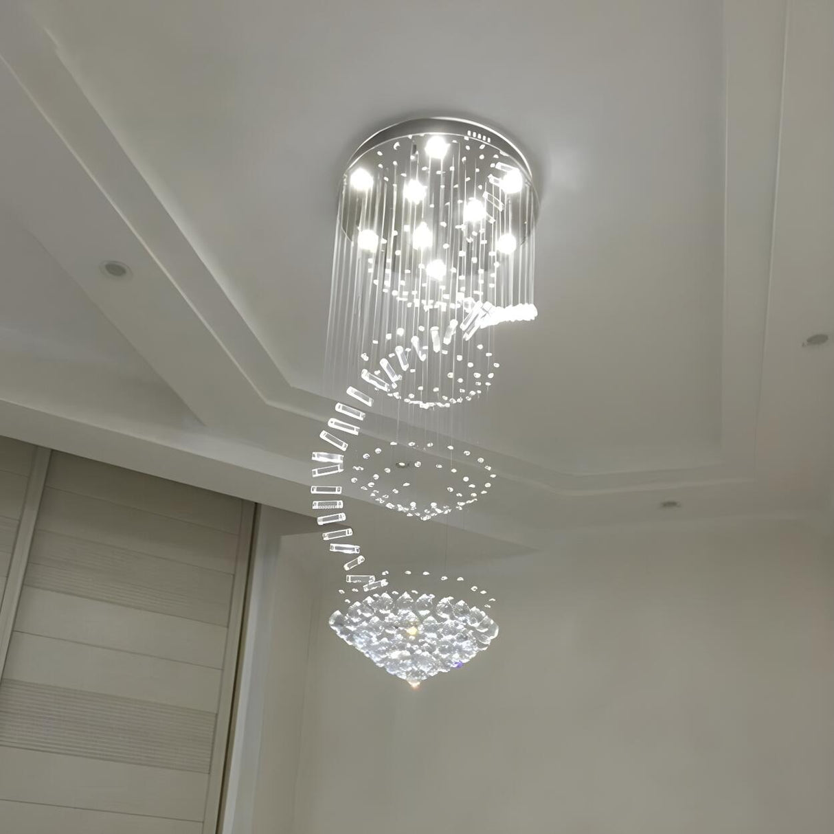 Modish Spiral Stainless Steel Flush Mount Ceiling Light Image - 1