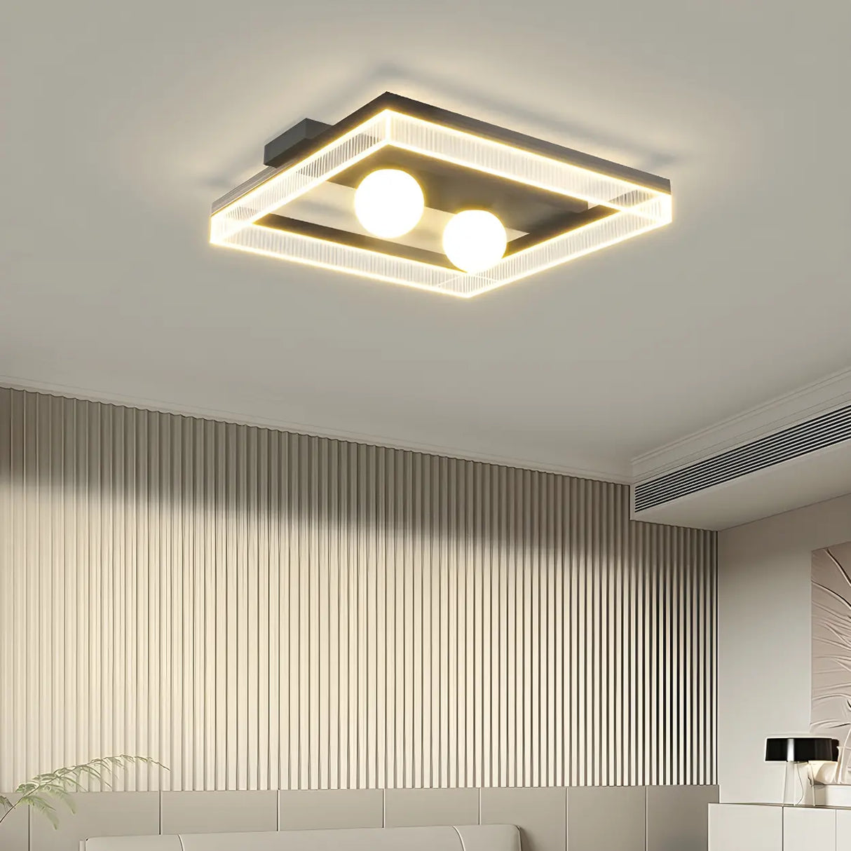 Modish Square Black Dimmable Flush Mount Ceiling Light Image - 18