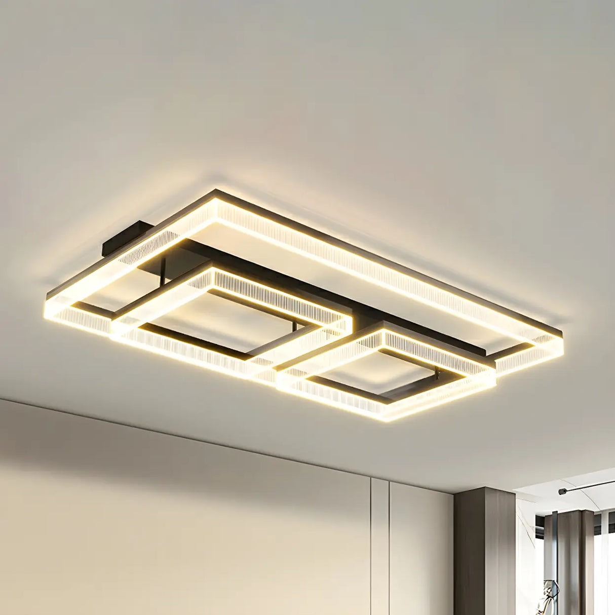 Modish Square Black Dimmable Flush Mount Ceiling Light Image - 3