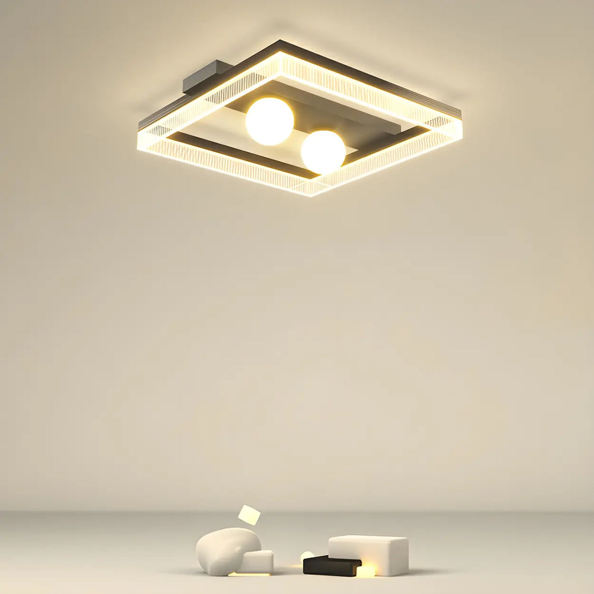 Modish Square Black Dimmable Flush Mount Ceiling Light Image - 4