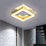 Modish Square Wood Grain LED Flush Mount Ceiling Light Image - 1