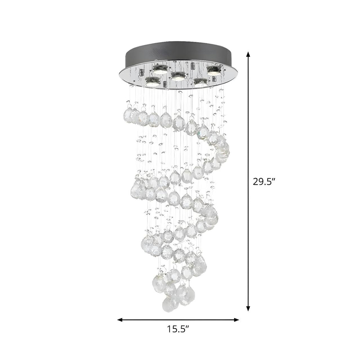 Modish Stainless-Steel Spiral Crystal Flush Mount Light 