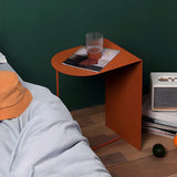 Modish Standard Curved Orange Metal Base Side Table Image - 22