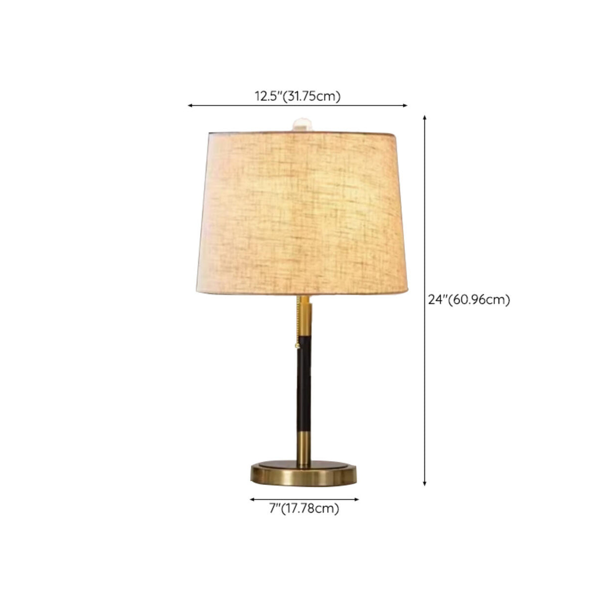 Modish Style Square Fabric Lampshade Metal Table Lamp 