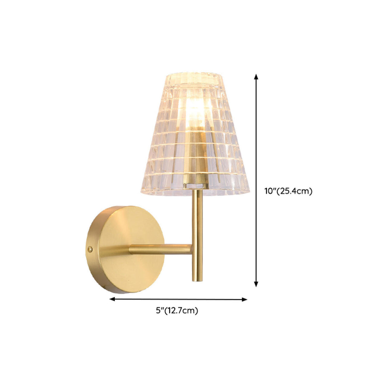 Modish Tapered Glass Shade Gold Metal Wall Sconce 