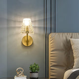 Modish Tapered Glass Shade Gold Metal Wall Sconce Image - 3