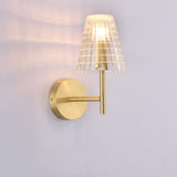 Modish Tapered Glass Shade Gold Metal Wall Sconce Image - 6