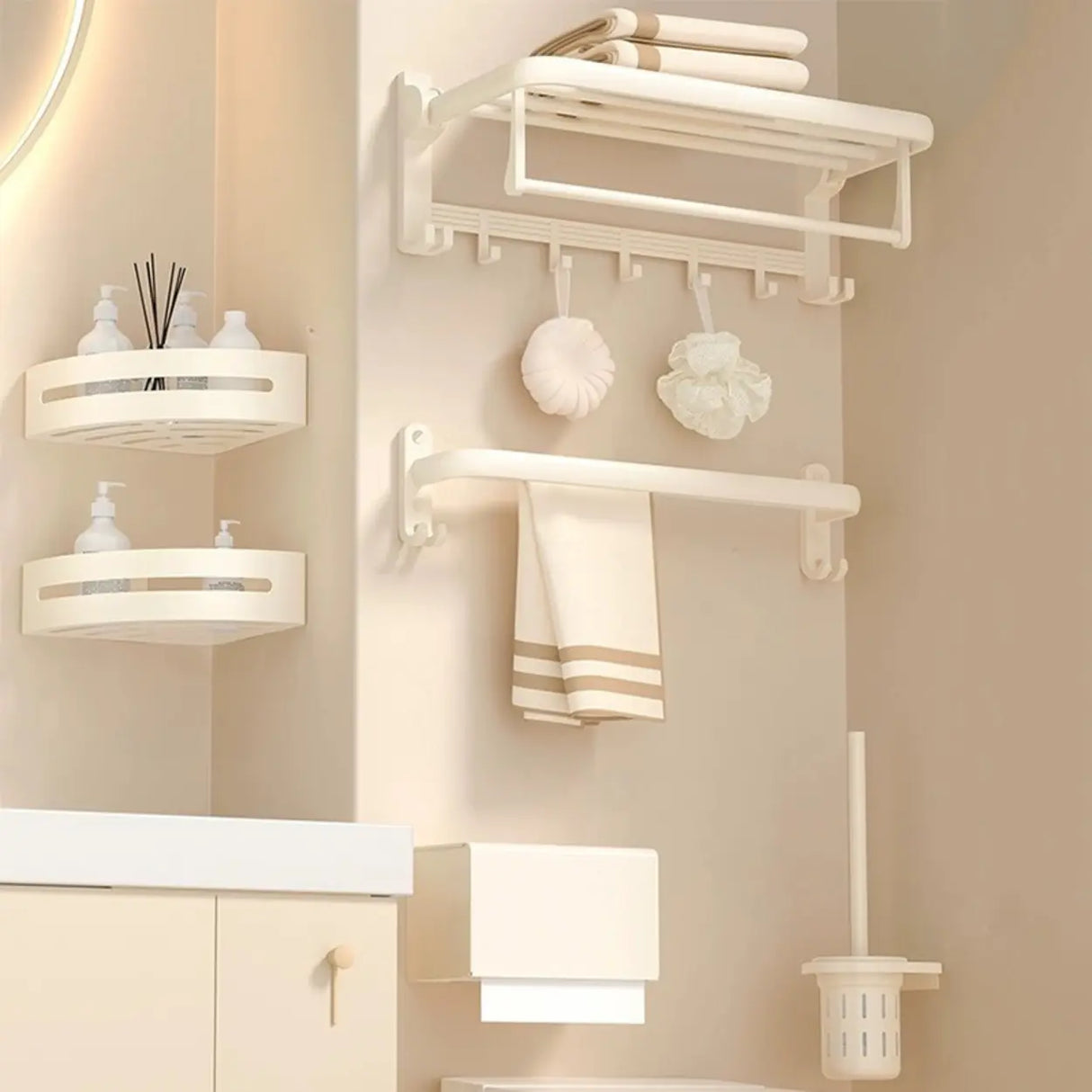 Modish Towel Rack Storage Metal Bathroom Hardware Set Image - 13