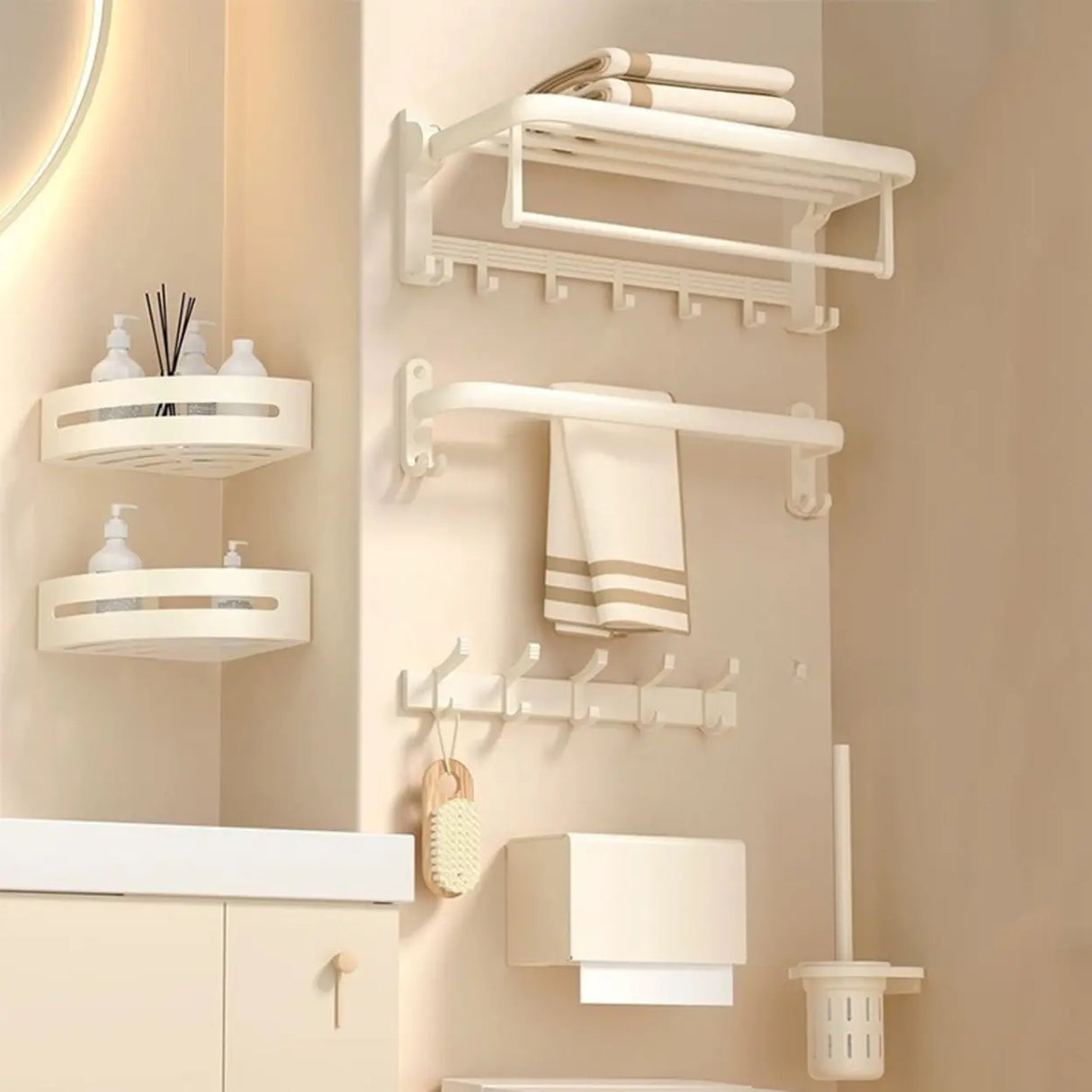 Modish Towel Rack Storage Metal Bathroom Hardware Set Image - 15