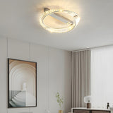 Modish Twisted Circular Crystal Semi-Flush Mount Light Image - 3