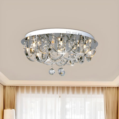 Modish Twisted Clear Crystal Flush Mount Ceiling Light Image - 2