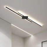 Modish Two Black Linear LED Flush Mount Ceiling Light Image - 1