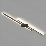 Modish Two Black Linear LED Flush Mount Ceiling Light Image - 15