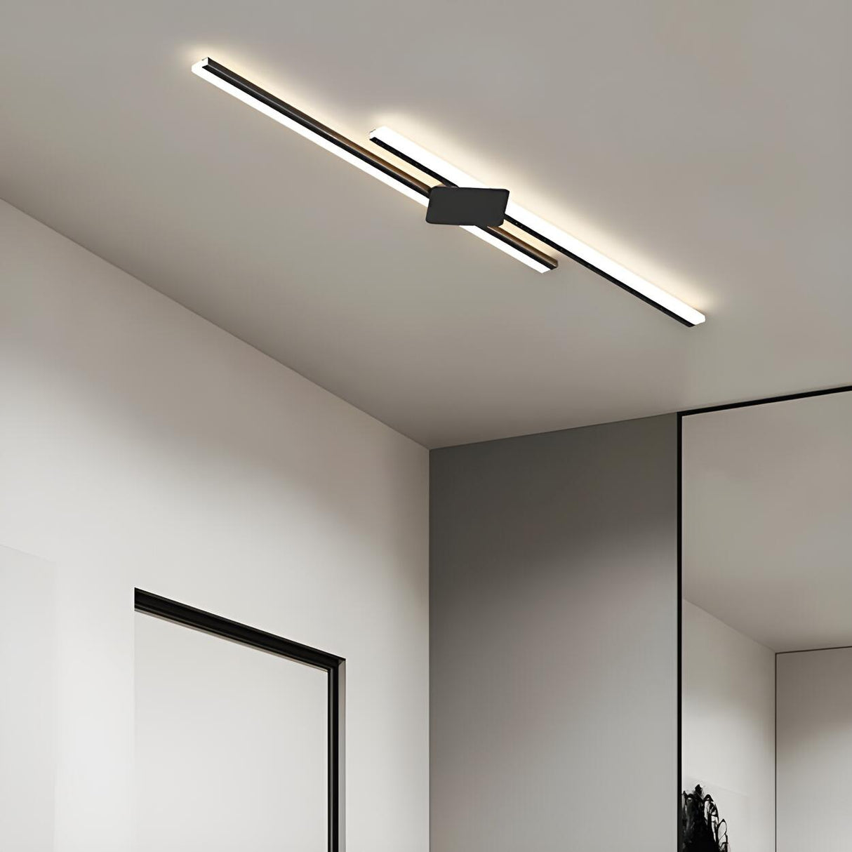 Modish Two Black Linear LED Flush Mount Ceiling Light Image - 20