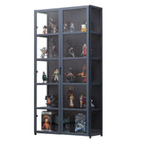 Modish Vertical Bamboo Clear Grey Curio Display Cabinet Image - 13