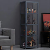 Modish Vertical Bamboo Clear Grey Curio Display Cabinet Image - 21