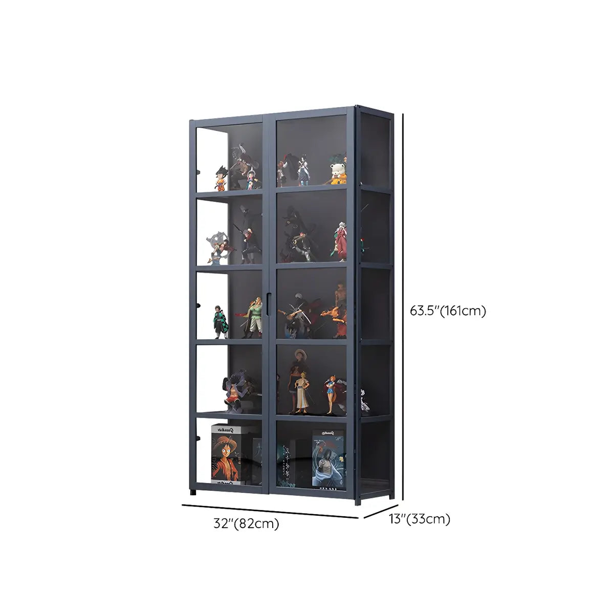 Modish Vertical Bamboo Clear Grey Curio Display Cabinet Image - 27