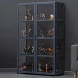 Modish Vertical Bamboo Clear Grey Curio Display Cabinet Image - 6