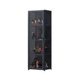 Modish Vertical Bamboo Clear Grey Curio Display Cabinet Image - 9