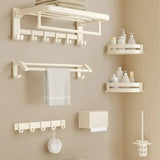 Modish White Bathroom Hardware Set with Storage Racks Image - 1