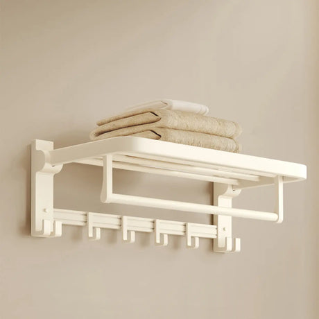 Modish White Bathroom Hardware Set with Storage Racks Image - 2