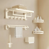 Modish White Bathroom Hardware Set with Storage Racks Image - 21