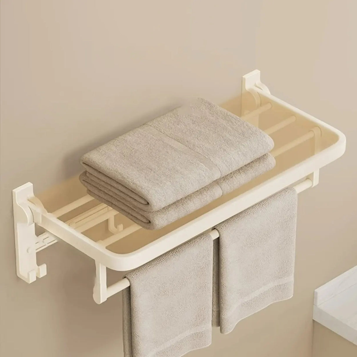 Modish White Bathroom Hardware Set with Storage Racks Image - 5