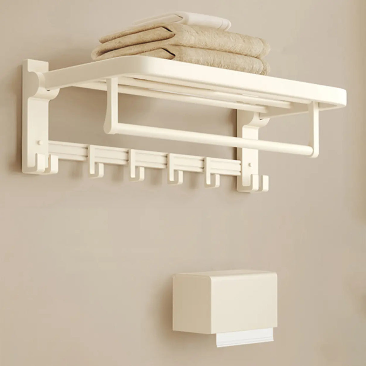 Modish White Bathroom Hardware Set with Storage Racks Image - 8