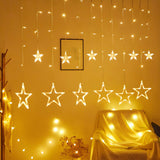 Modish White Christmas Star Curtain String Lights Image - 1