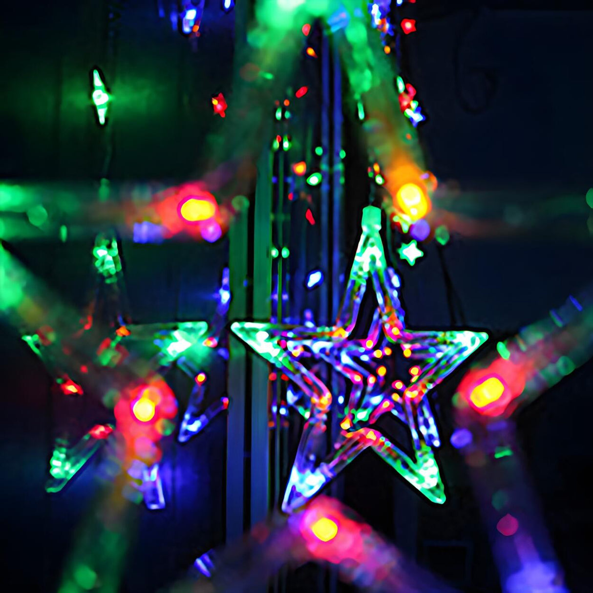 Modish White Christmas Star Curtain String Lights Image - 14