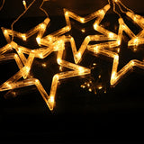 Modish White Christmas Star Curtain String Lights Image - 4