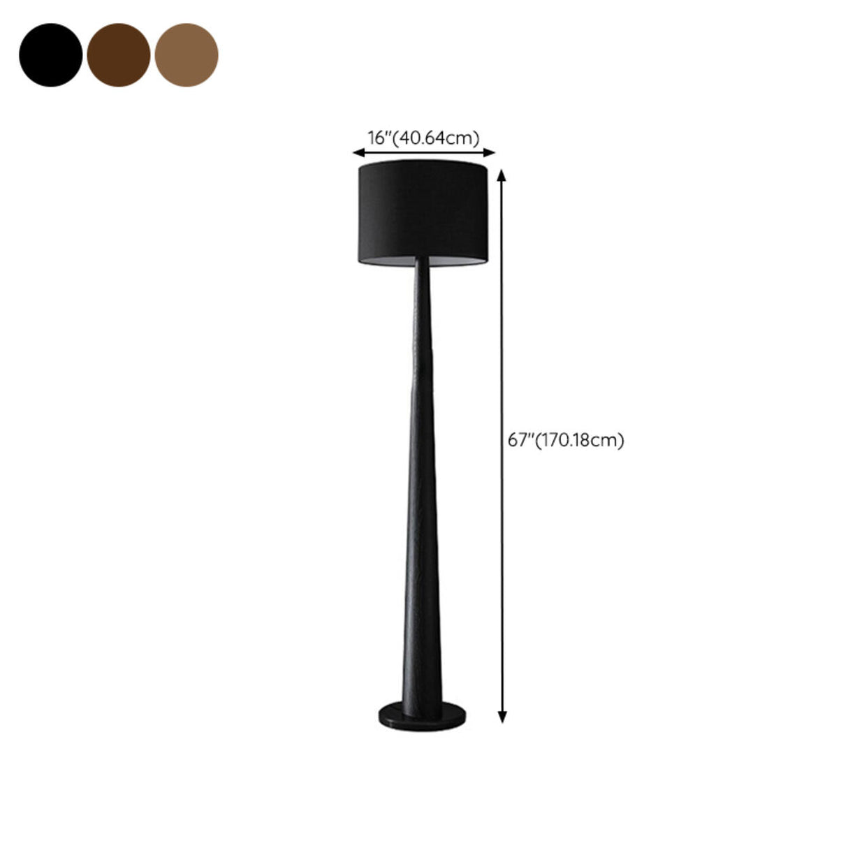 Modish White Cylinder Walnut Metal LED Floor Lamp 