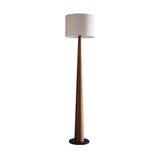 Modish White Cylinder Walnut Metal LED Floor Lamp Image - 2