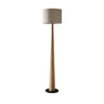 Modish White Cylinder Walnut Metal LED Floor Lamp Image - 3