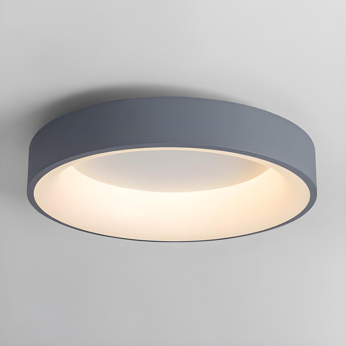 Modish White Drum Dimmable LED Flush Mount Ceiling Lamp Image - 2