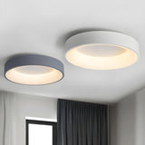 Modish White Drum Dimmable LED Flush Mount Ceiling Lamp Image - 3