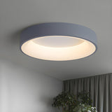 Modish White Drum Dimmable LED Flush Mount Ceiling Lamp Image - 4