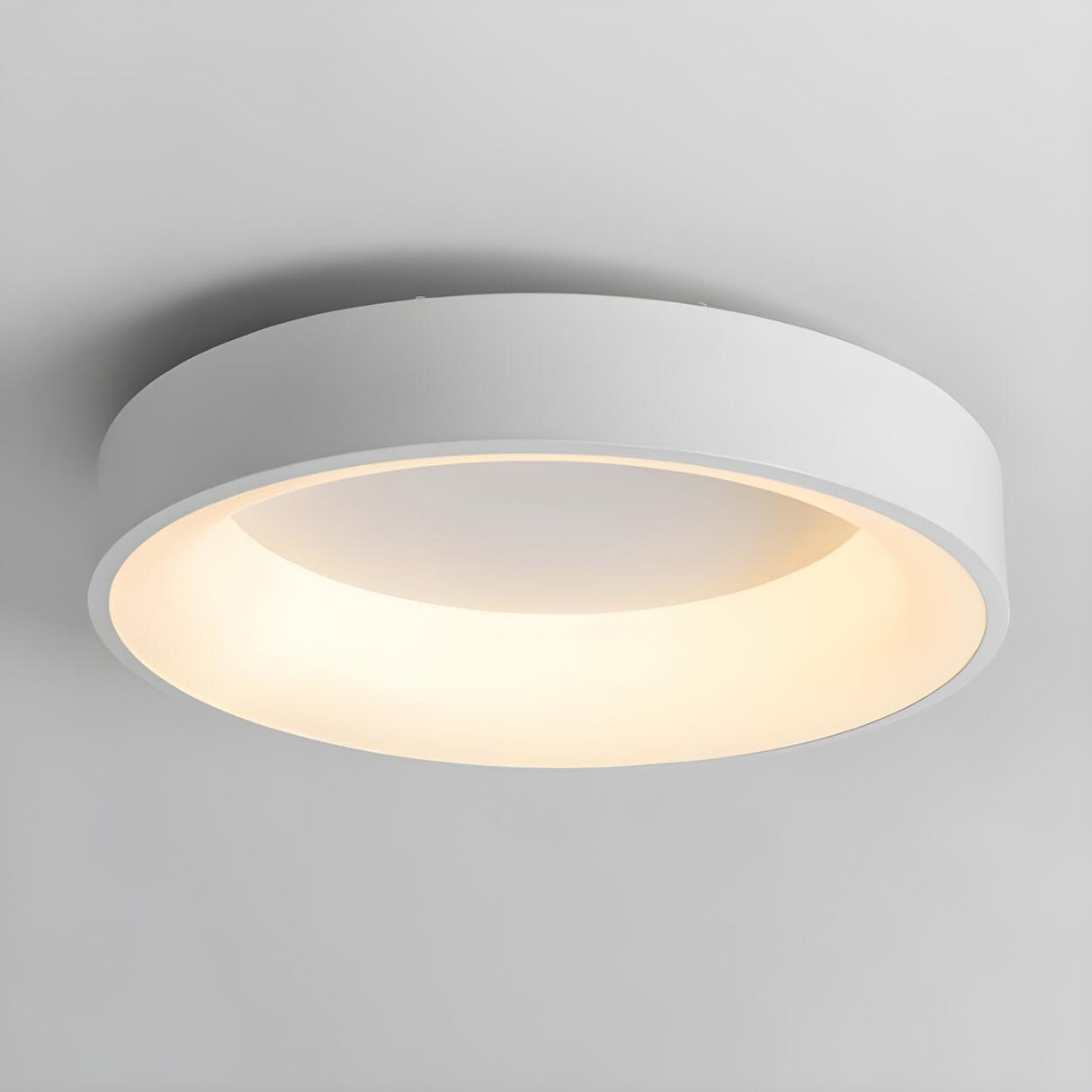 Modish White Drum Dimmable LED Flush Mount Ceiling Lamp Image - 5